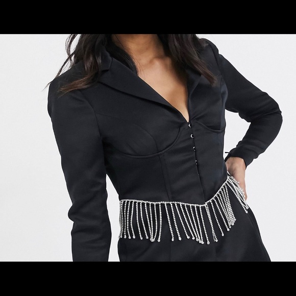 Tux Dress With Embellished Trim - Picture 2 of 3